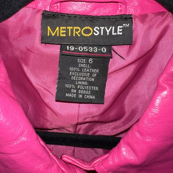 Vintage Looking 100% LEATHER Jacket Size 6 Metrostyle - Picture 6 of 9